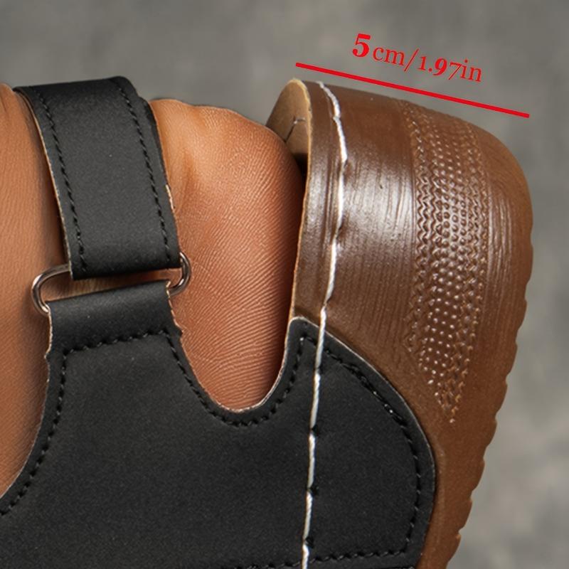 Mid Heel Strappy Back Sandals - Soft PU Sole, Comfortable Open Toe, Ankle Buckle, Side Cut Out, Solid Color Pull-On Shoes for Women