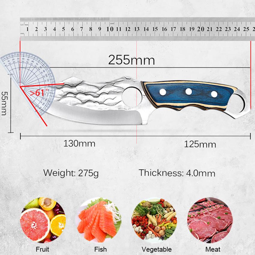 Hand Forged Boning Knife Professional Kitchen Knives Stainless Steel Chef Knives Slicing Fruit Fish Meat Cleaver Butcher
