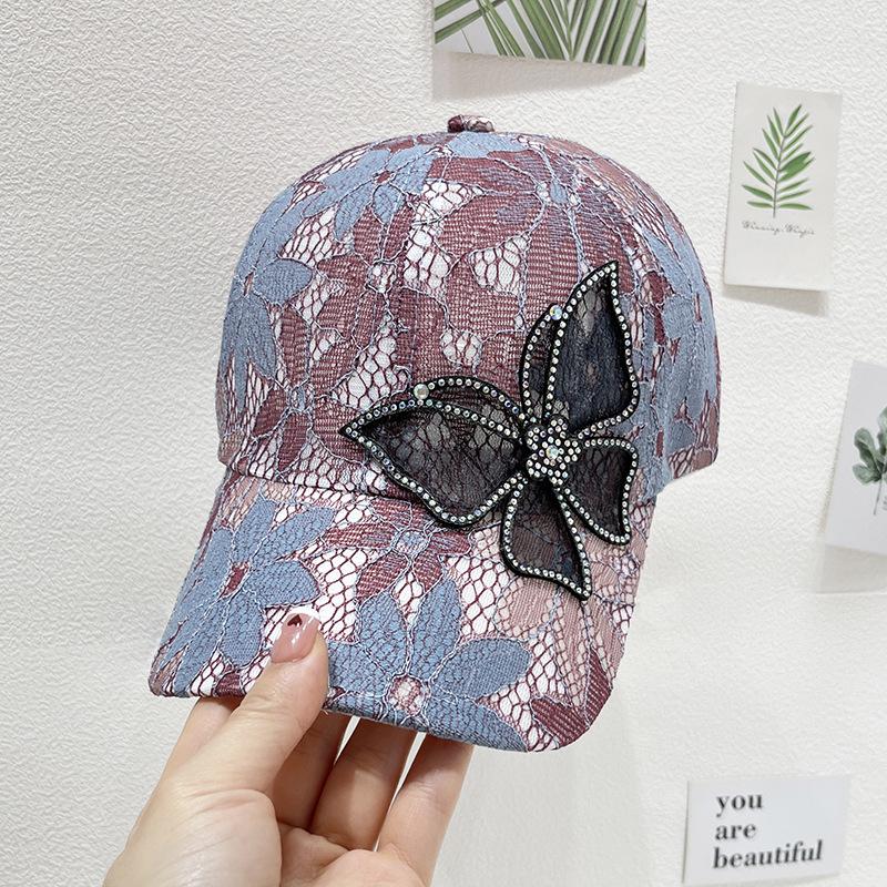 

Женская кепка-козырек с бабочкой из страз - кружевная сетчатая бейсболка для защиты от летнего солнца 54-59cm Adjustable