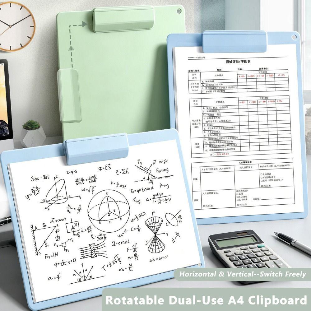 Durable PP A4 Clipboard Dual-Use Rotatable File Folder Portable Document Holder School Office