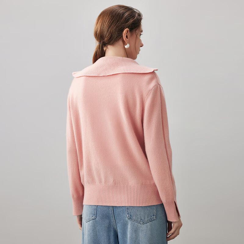Comom Boca Women's Loose-Fit Cashmere Turn-Down Collar Sweater