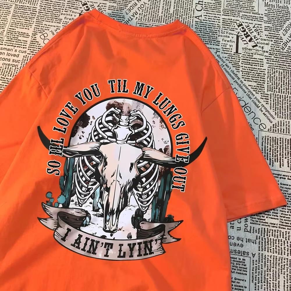 0Quindi ti amerò finché i miei polmoni non si esauriranno Magliette da uomo e donna Moda Estiva Magliette Anime Traspiranti Maglietta in Cotone Hip Hop Streetwear