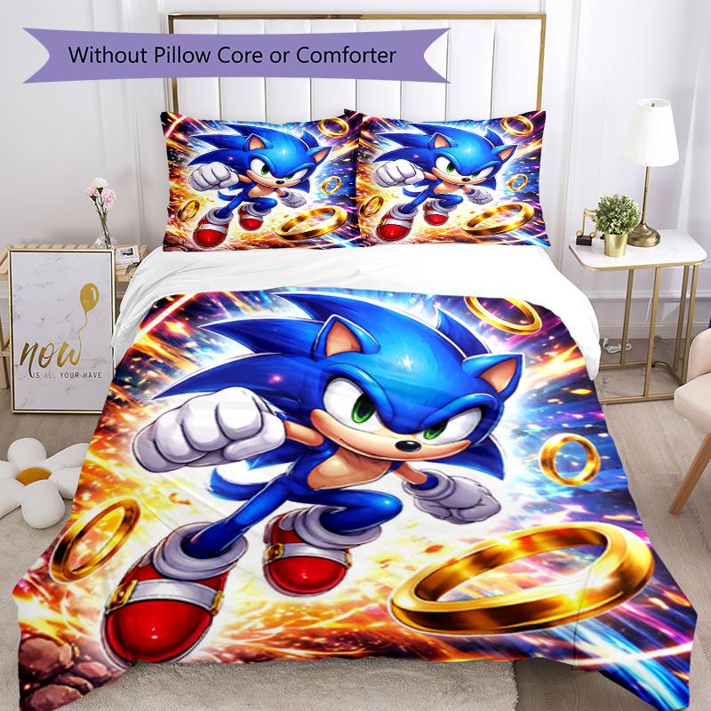 3pcs Sonic Bedding Set Duvet Cover Closure Includes 1 Duvet Cover & 2 Pillowcases, Soft and Comfortable for All Seasons.