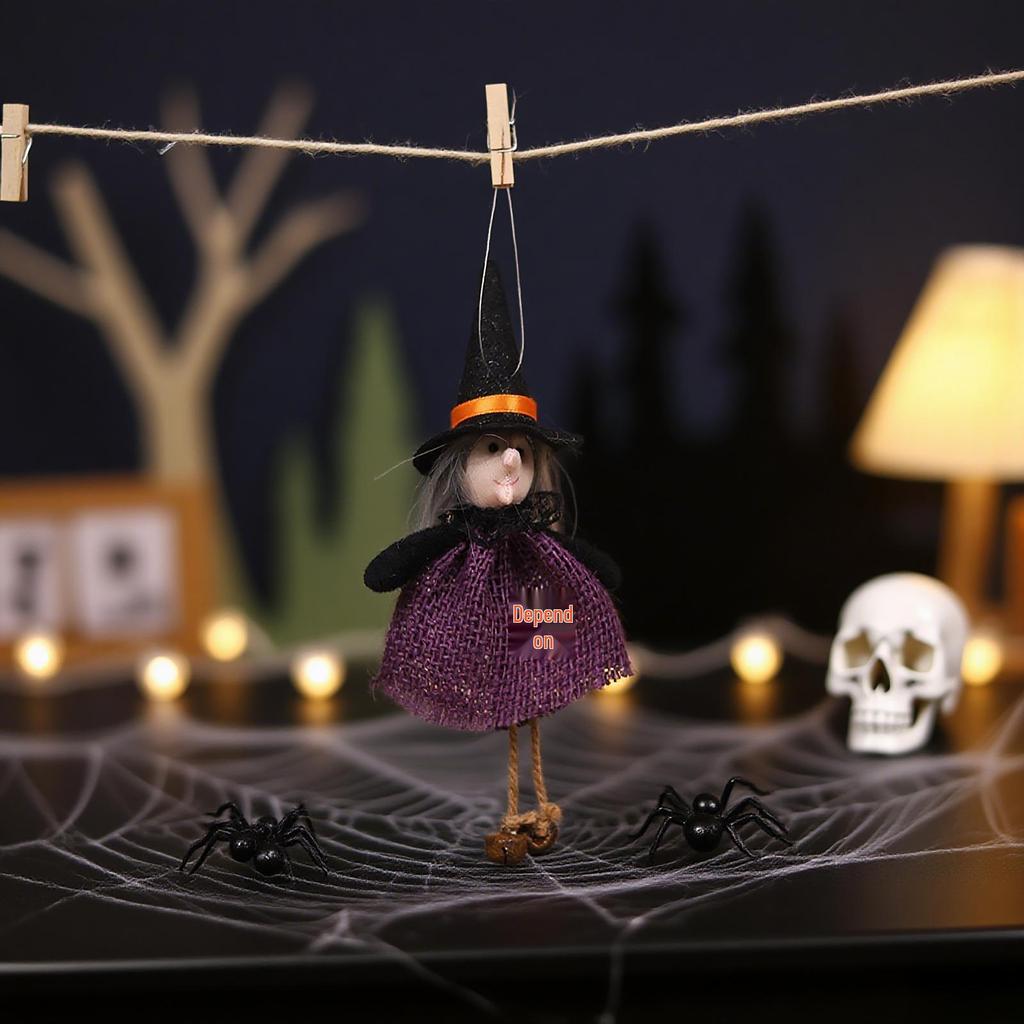 Cartoon Burlap Elf Pumpkin Doll Pendant for Halloween Decorations and Scene Dressing