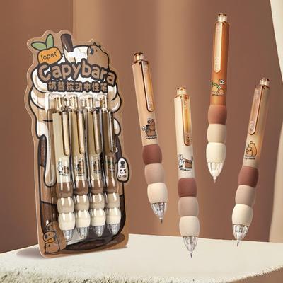 4-teiliges Capybara-Gelstift-Set mit weichem Schwammgriff, 0,5 mm Kugelschreiber, schwarze Tinte zum Schreiben