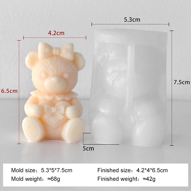 Presentförpackning Fluga Nalle Silikonljusform DIY Alla hjärtans dag-presenter Aromgipsformar Handgjorda tvål Söt nalleform Form