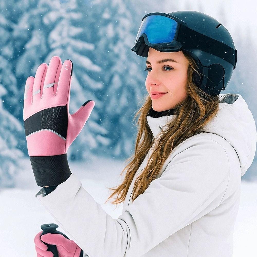 Polar Fleece Plush Thickened Gloves Soft Finger Mittens Satin Unisex Windproof Gloves  Women