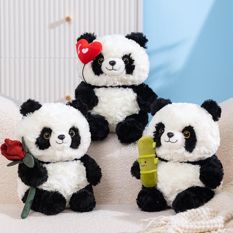 Funny Cartoon Panda Hua Hua Plush Doll with Bamboo Heart - Small Exquisite Gift