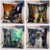 Pet Cartoon Animal Pillowcase Sofa Home Car Pillowcase Cute Watercolor Cat Cushion Cover Decoration