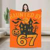 Haunted by   Funny Boo Ghost Pumpkin Halloween Throw Blanket for Couch Chair Sofa Bed or Bedspread Cover with Spooky Print
