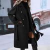 Women's Mid Length Wool Coat Double Breasted Trench Coat Long