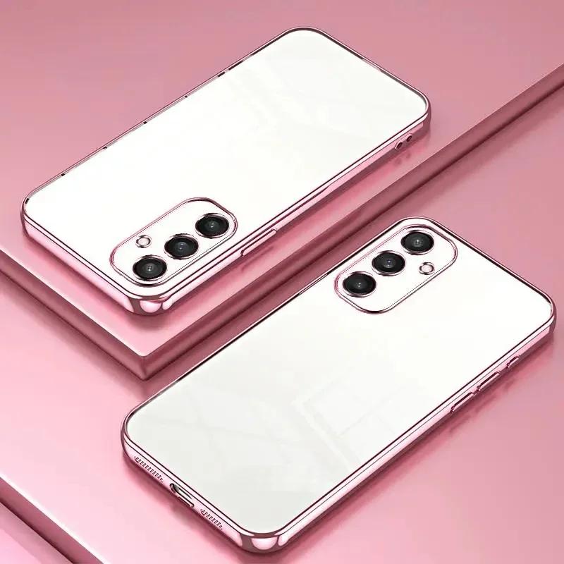 Luxury Transparent Plating Phone Case for Samsung Galaxy S25FE A57/37/27/17/07 A56/36/26/16/06 A55/35/25/15/05S Protection Cover