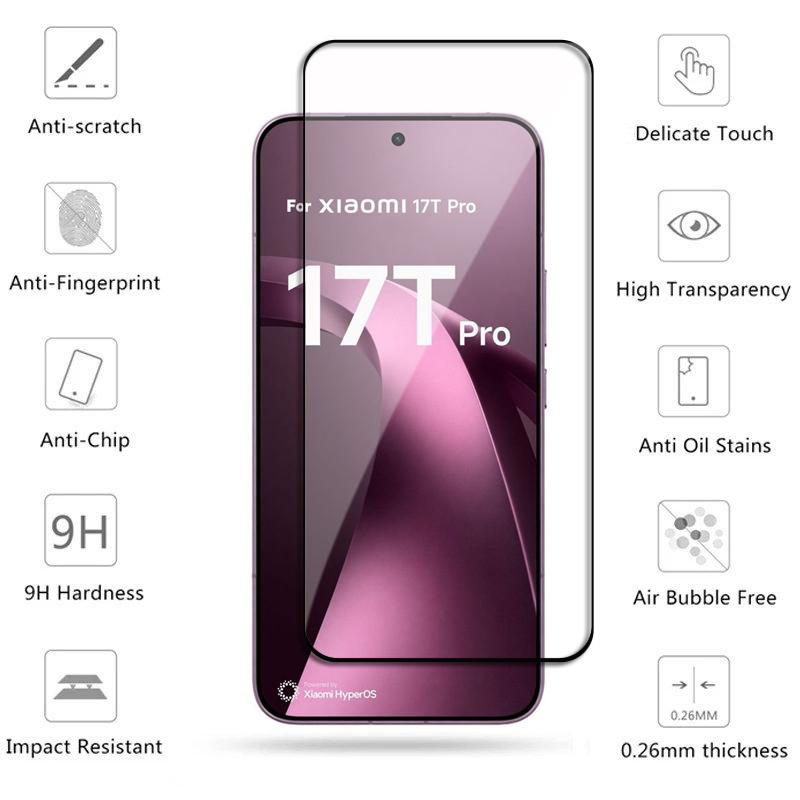 For Xiaomi 17T Full Cover Tempered Glass Xiaomi 17T Pro Screen Protector HD Screen Glass Protective Phone Film For Xiaomi 17T
