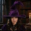 Full Color Matte Witch Hat for Women, Large Ruched Velvet Wizard Twisted Halloween Party Headwear Party, Cosplay Costume, Stage Performance Accessory