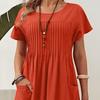 Women's Casual Dress Round Neck Short Sleeve Maxi Dress with Pocket Loose