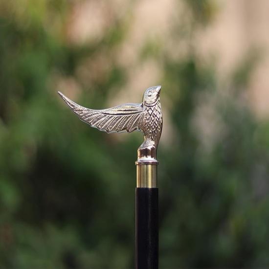 Brass Pheasant Walking Cane, Handmade Wooden Walking Stick, Collector Gift