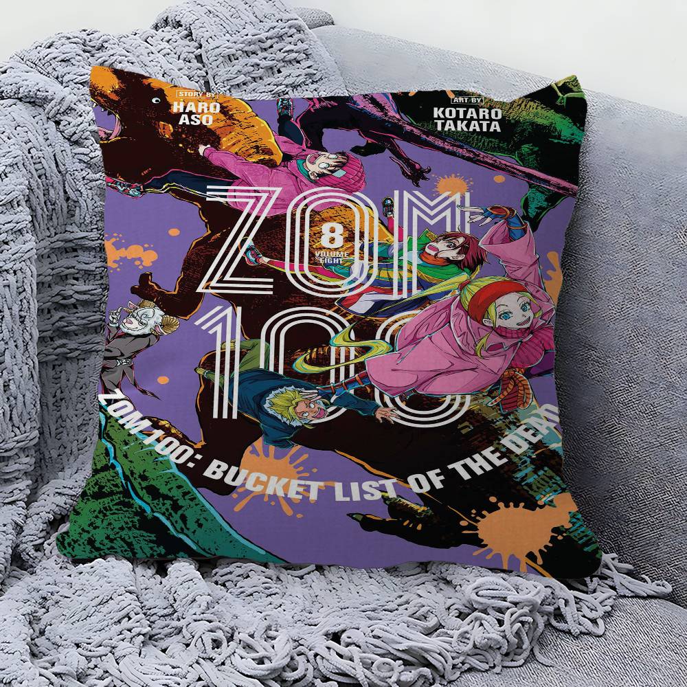 Anime Zom 100 Bucket List of the Dead Cushion Cover Inches Farmhouse Decor Home Throw Pillow Covers for Couch Decorations
