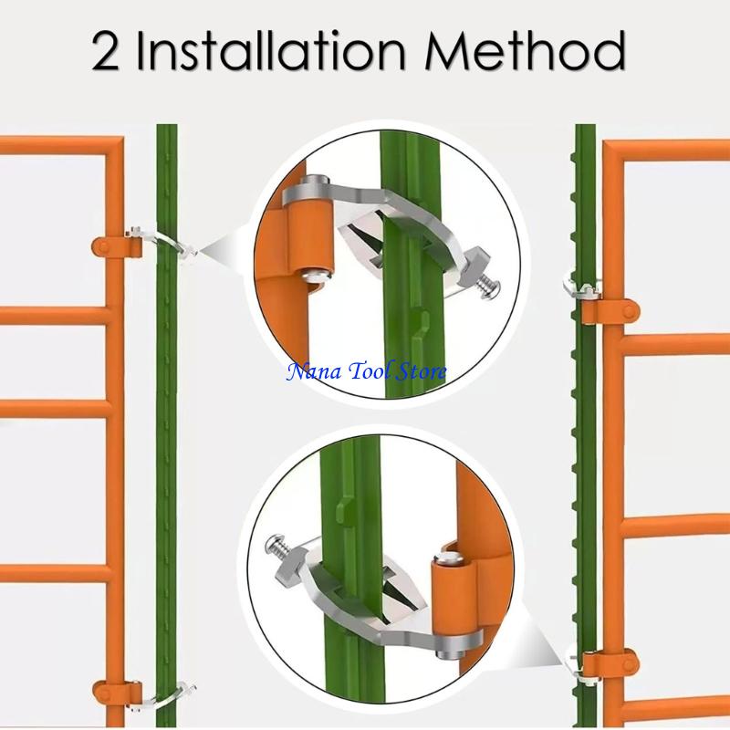31GJ 2lots Stainless Steel T Post Gate Hinges Set Heavy Type Fence Door Hardware for Garden Gate