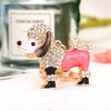 Keychain Pendant 3D Cartoon Poodle Dog Design Sparkling Rhinestones Inlaid Key Chain