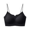 Black Seamless Invisible Camisole Bra with Thin Double Straps and Removable Pads