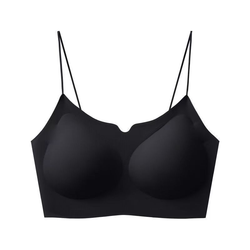 

Black Seamless Invisible Camisole Bra with Thin Double Straps and Removable Pads M чорний