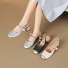 Augustine New Chinese Sandals Women's Summer New Bag Head Word with Thick Heel High Heels French Fashion Shoes