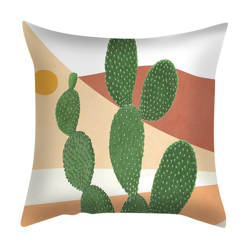 Mid Century Modern Abstract Cushion Cover Peach Skin Soft Decorative Pillowcase Boho Leaf Print Throw Pillow Case for Home Decor