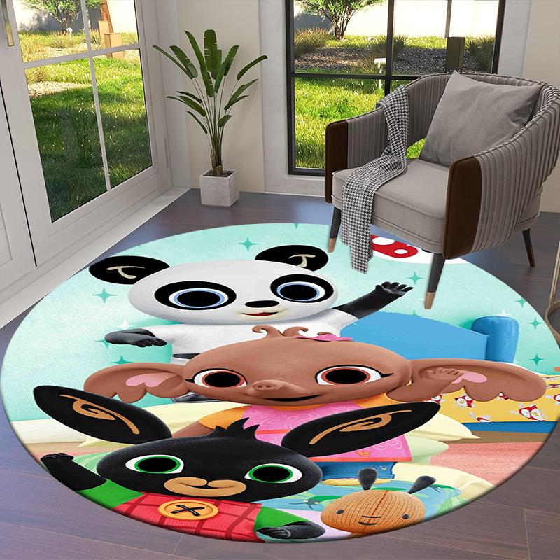 Bing Bunny Round Area Rug,Carpet Rug for Living Room Bedroom Sofa Playroom Decor,Non-slip Floor Mat37
