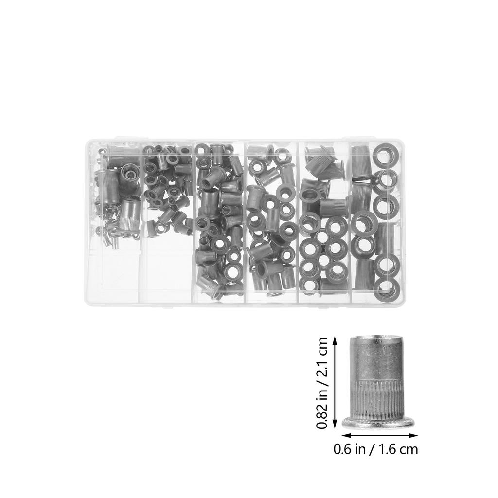 190 Pcs Rivet Nut Pull Cap Insert Flat Head Furniture Riveted Assortment Zinc Silver
