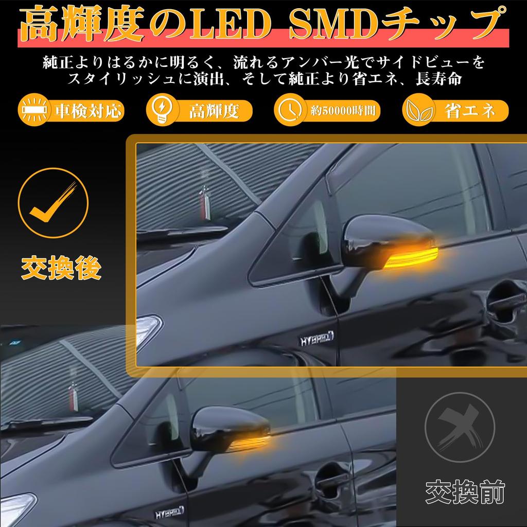 GemPro LED Mirror Turn Signals for and Sequential Flowing Turn Signals for Prius PHV Prius Alpha Crown Camry Wish Mark Mark X Geo Ractis Trezia Altis