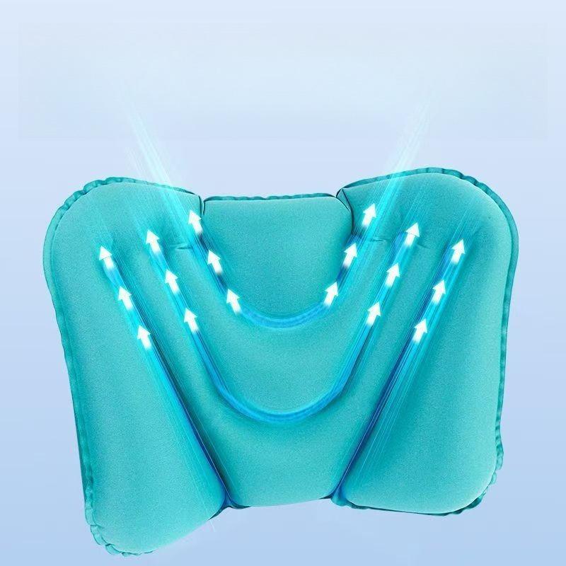 Upgraded Portable Pressurized Inflatable Lumbar Support Travel Pillow Foldable Neck Pillow for Home and Travel