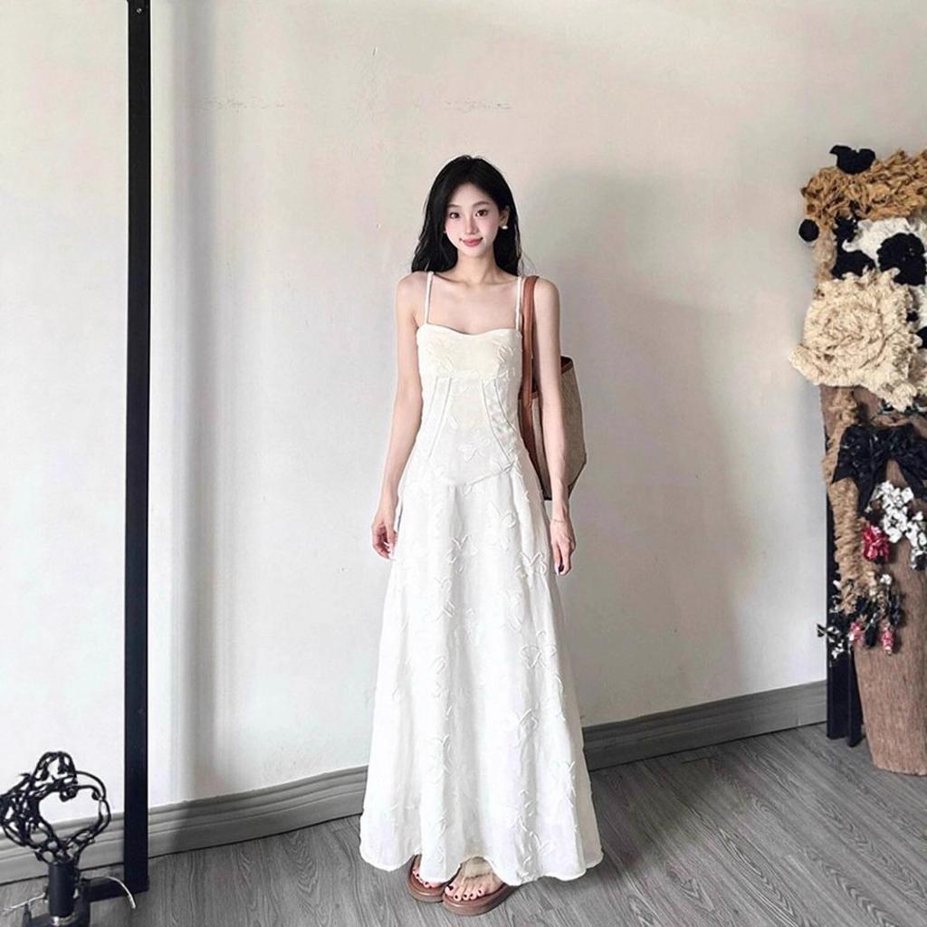 Suspender Adjustable Jacquard Suspender Dress Femininity Retro Premium Sense Holiday Waist Skinny Long Skirt Trend