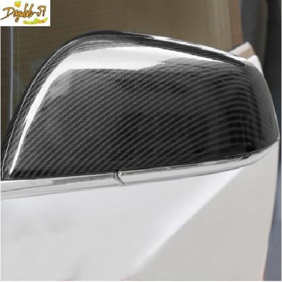 Carbon Fiber Rearview Mirror Lamp Cover Trim Fit For  Tesla Model X 2pcs New