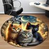 1pc Cat Night Sky Carpet for Office Non-Slip, Round Carpet, Soft & Comfortable, Carpet for Office, Lightweight Round Floor Mat yy251226081