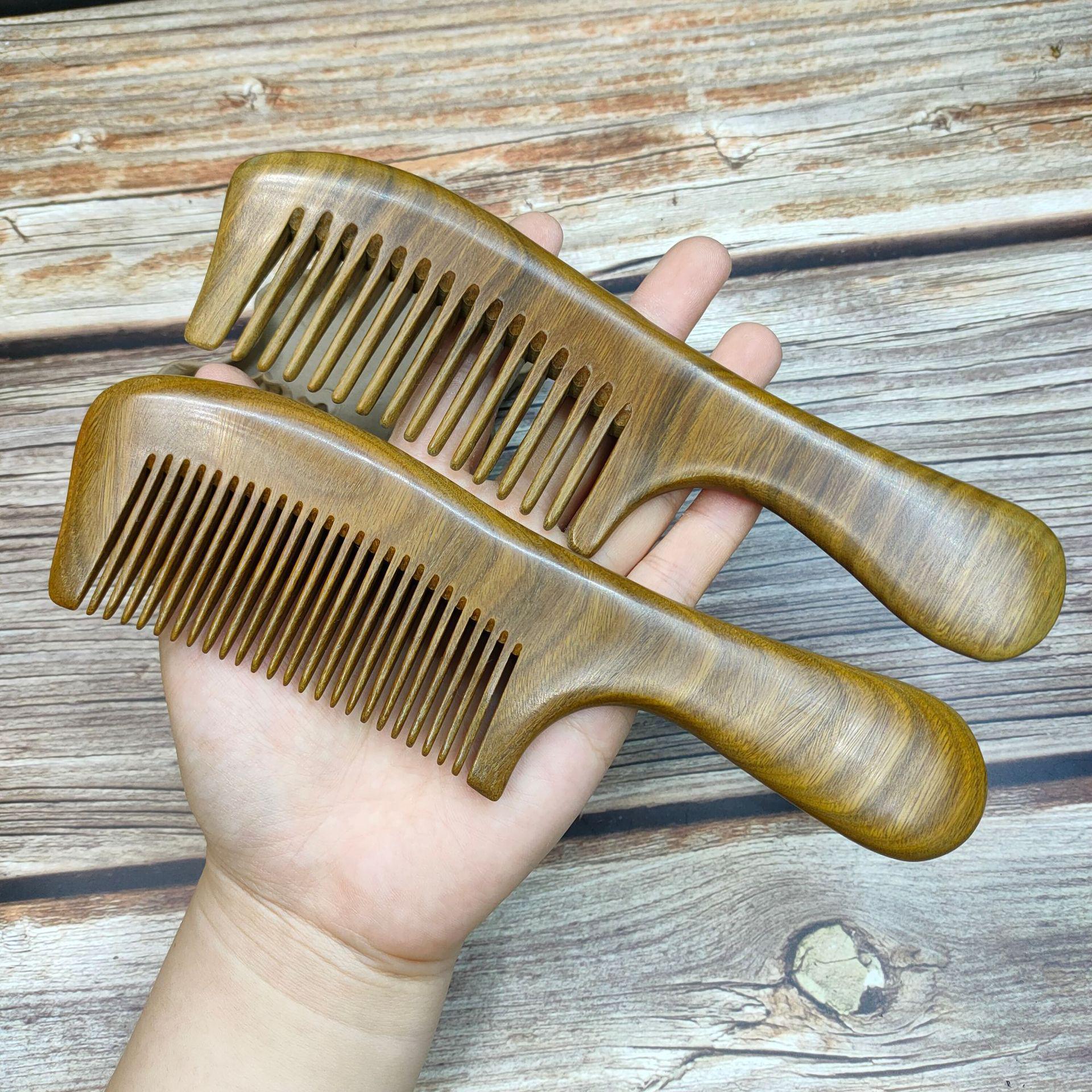 

Green Sandalwood Solid Wood Comb for Massage, Straight & Curly Hair