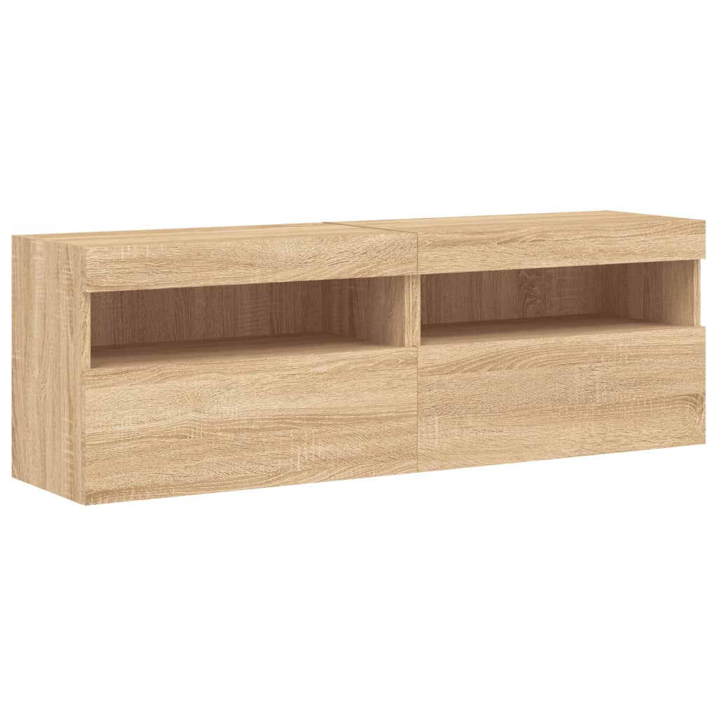 8 Piece TV Wall Unit with LED Lights Sonoma Oak