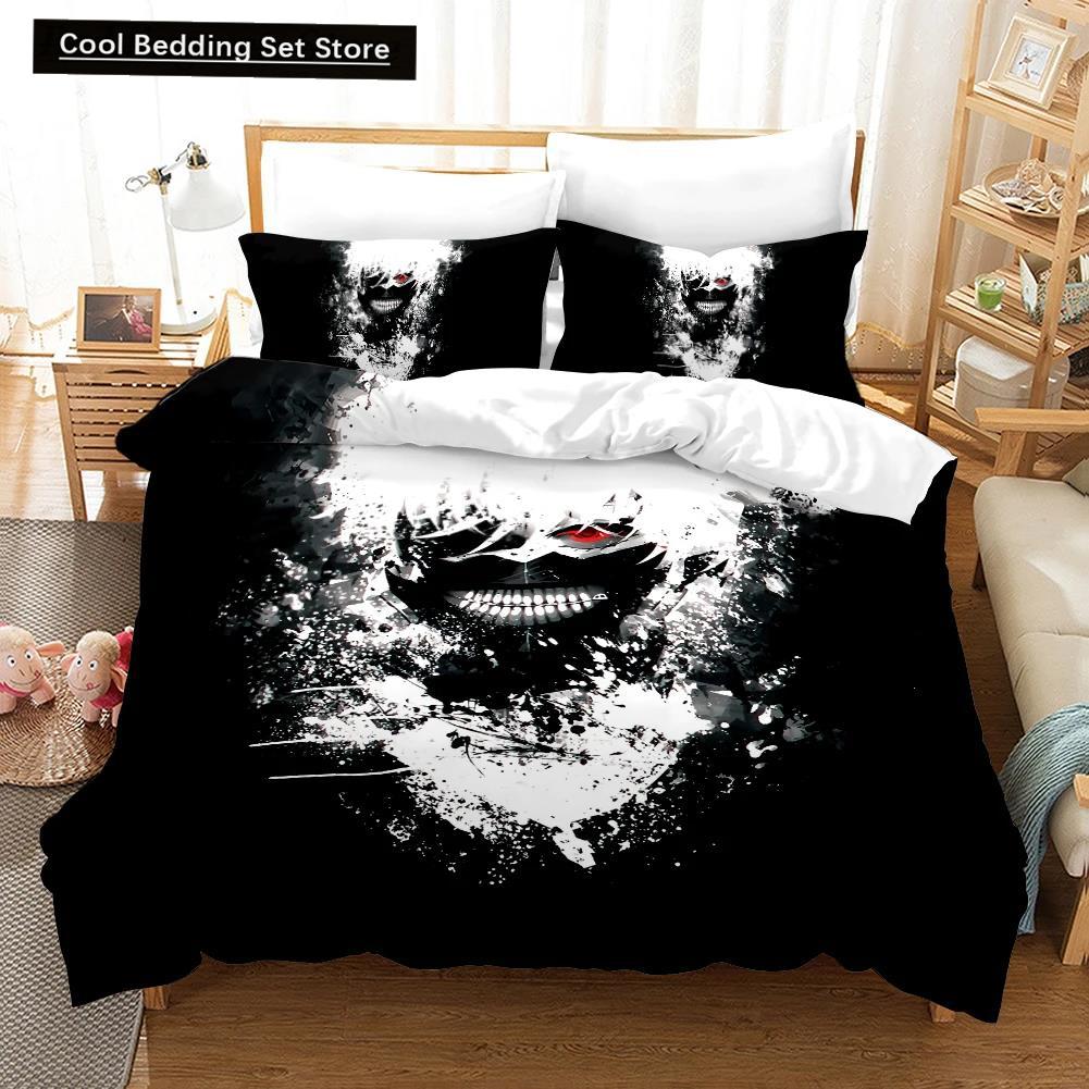 3D Printed Cartoons Tokyo Ghoul Kaneki Ken Bedding Set Duvet Cover Double Twin Full Queen King Adult Kids Bedclothes Quilt Cover
