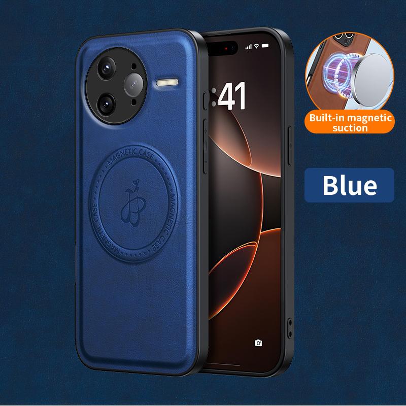 PU Leather Wireless Charging Magnetic Case for Xiaomi Poco F7 Pro / F7 Ultra Protective Cover Hard Back Shell Coque