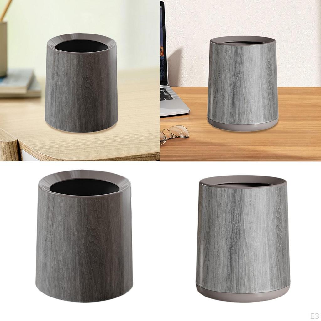 Trash Can with Wood Grain, Waste Basket, Room Aesthetically Stylish, Garbage Container Without Lid,