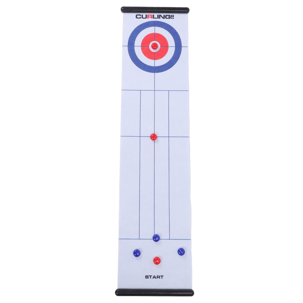 Tabletop Curling Game Interactive Large Mat Compact Roll Up Curling Family Game for Home Outdoor Fun