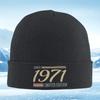 Design de aniversário de ano vintage preto Chapéu de Lã Beanie Pulôver Capuz Inverno Térmico Quente Natal Outd