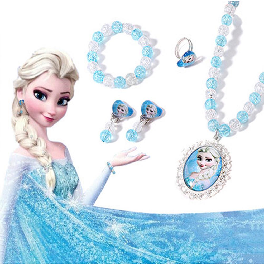 4pcs/set Children Jewelry Ring Necklace Earrings Bracelet Photography Props for Girls