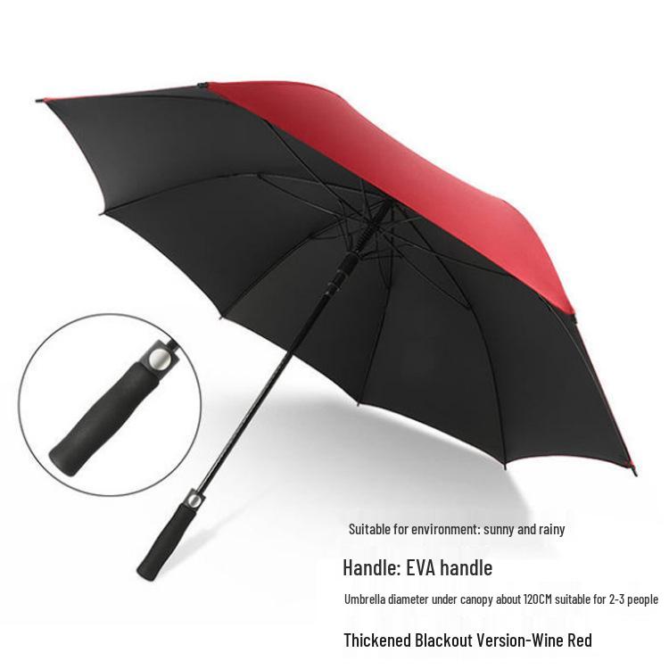 Large Automatic Dual-Use Umbrellas: Sun & Rain Protection with Long Handle and Black Glue for Sun Blocking