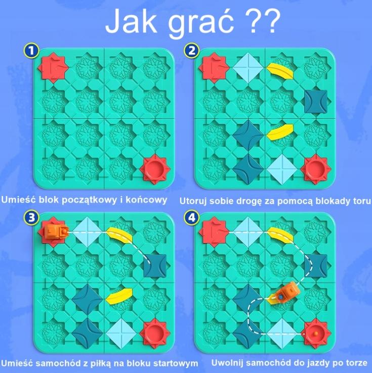 Gra Logiczna Planszowa Układanka Labirynt Budowanie Drogi Na Prezent Klocki