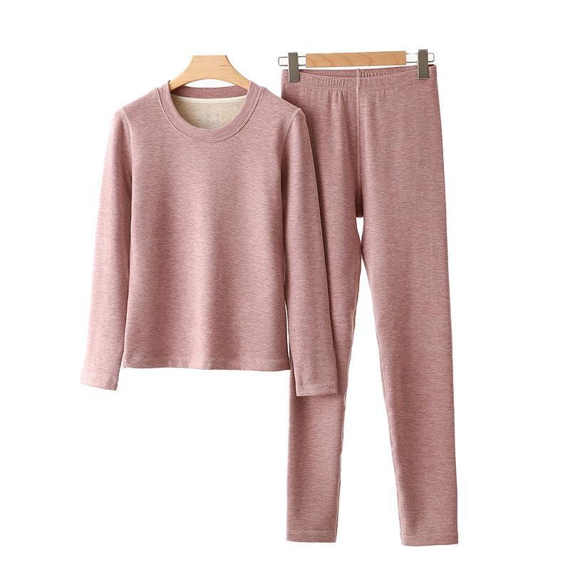 Women's Thermal Cashmere Underwear Set: Meiyabi Silk-Infused Velvet, Round Neck, Class A, Close-Fitting Autumn Top & Trousers.