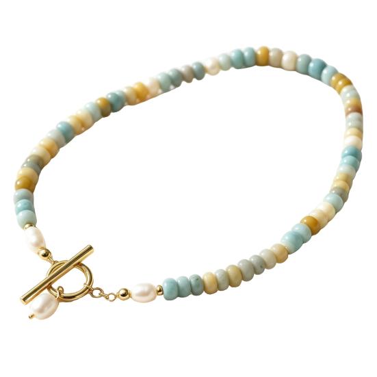 Women Necklace, Handmade Beaded Natural Gemstones Necklace, with Gold-Plated Clasp Versatile Necklace, for Daily Wear Beach Dates