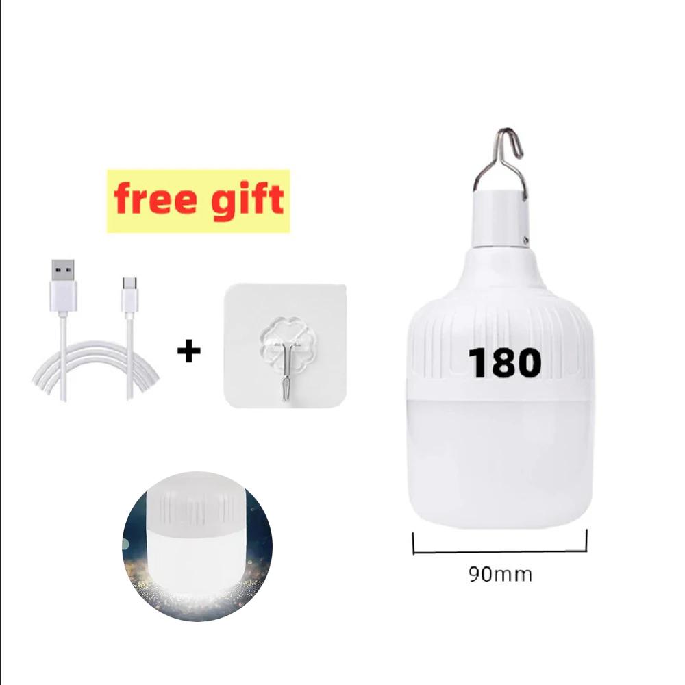 1-8pcs Portable LED Outdoor Camping Lights USB Rechargeable Lamp Hook Emergency Bulb High Power Tents Lantern Night Lights Bulb