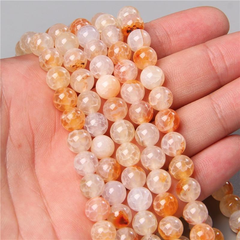 Natural Smooth Dragon Veins Agates Beads Loose Cracked Stone Beads for Jewelry Making DIY Bracelets Necklace 15'' 6 8 10mm