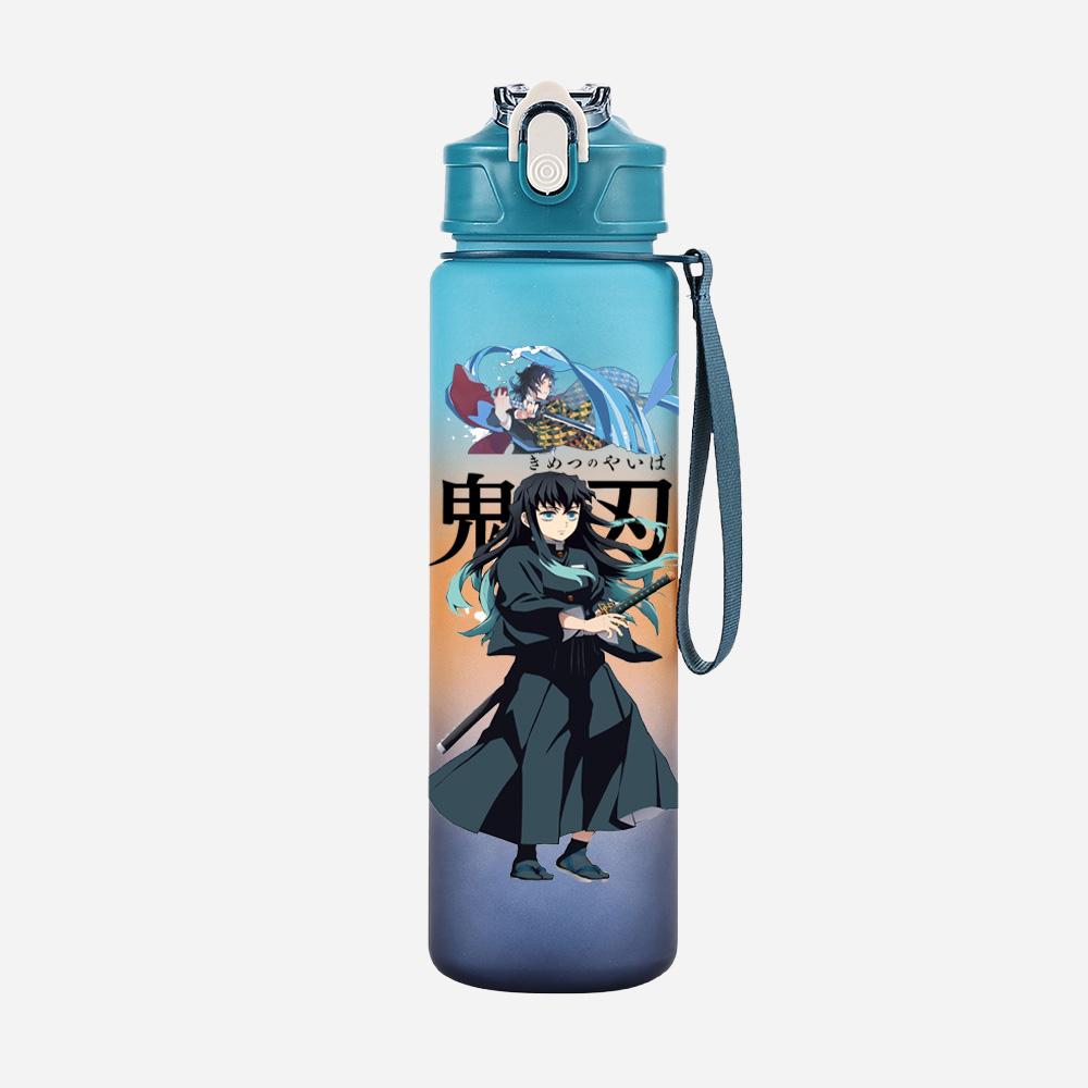 Anime Demon Slayer Aufdruck Wasserbecher Dämonenjäger Große Kapazität Outdoor Tragbar Blaue Trinkflasche für Jungen Mädchen Geschenk