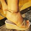 European & American Beach Jewelry: Stainless Steel Sequin Beaded Double-Layer Anklet